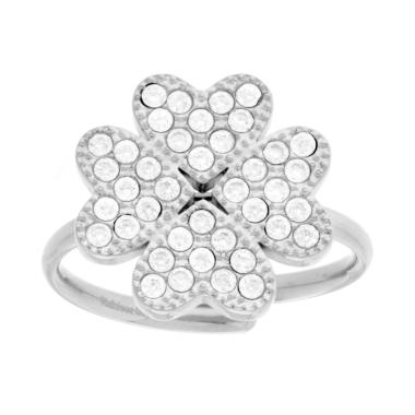 Anello Quadrifoglio con Crystal Bianchi in ACCIAIO - Milano 7 Arte e Design
