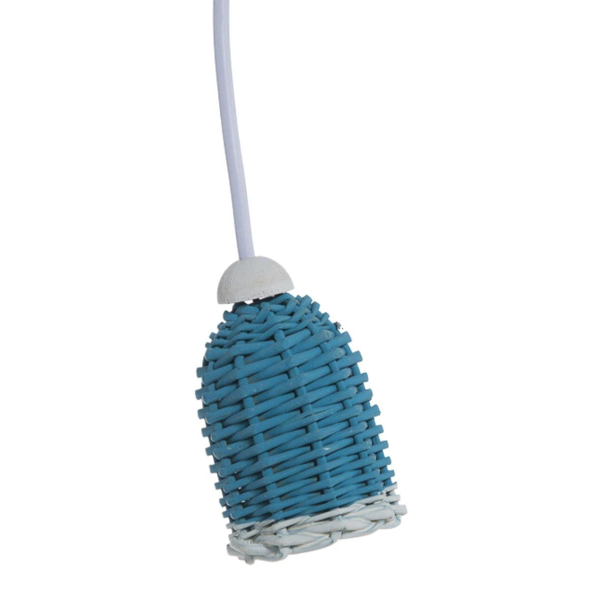 Faretto a sospensione in vimini blu Ø6H9