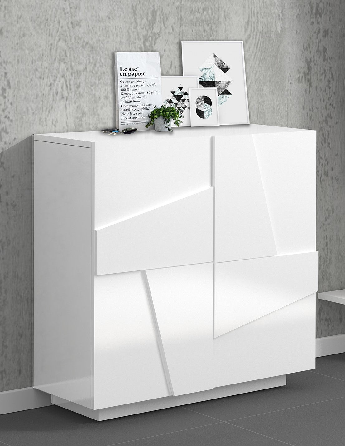 Scarpiera PING 2 ante battenti bianco laccato lucido - Milano 7 Arte e Design