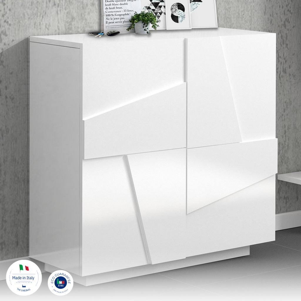 Scarpiera PING 2 ante battenti bianco laccato lucido - Milano 7 Arte e Design