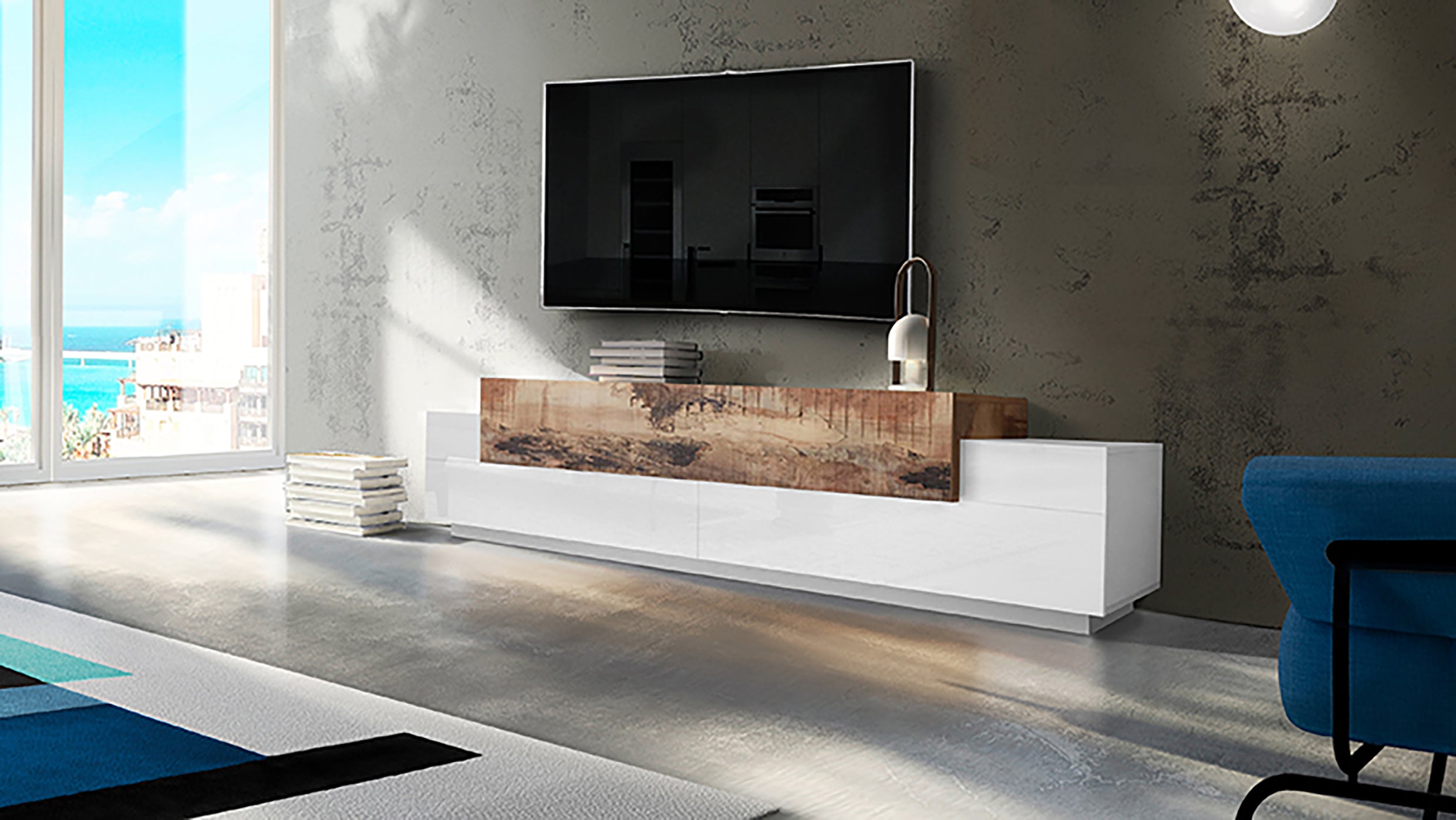 Porta tv CORO 240 cm 3 ante a ribalta - Milano 7 Arte e Design