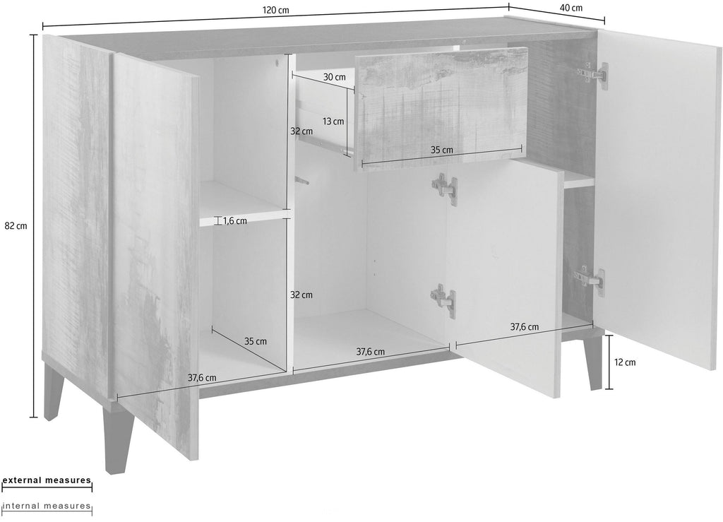 Credenza SUNRISE 3 ante + 1 cassetto da 120 cm - Milano 7 Arte e Design