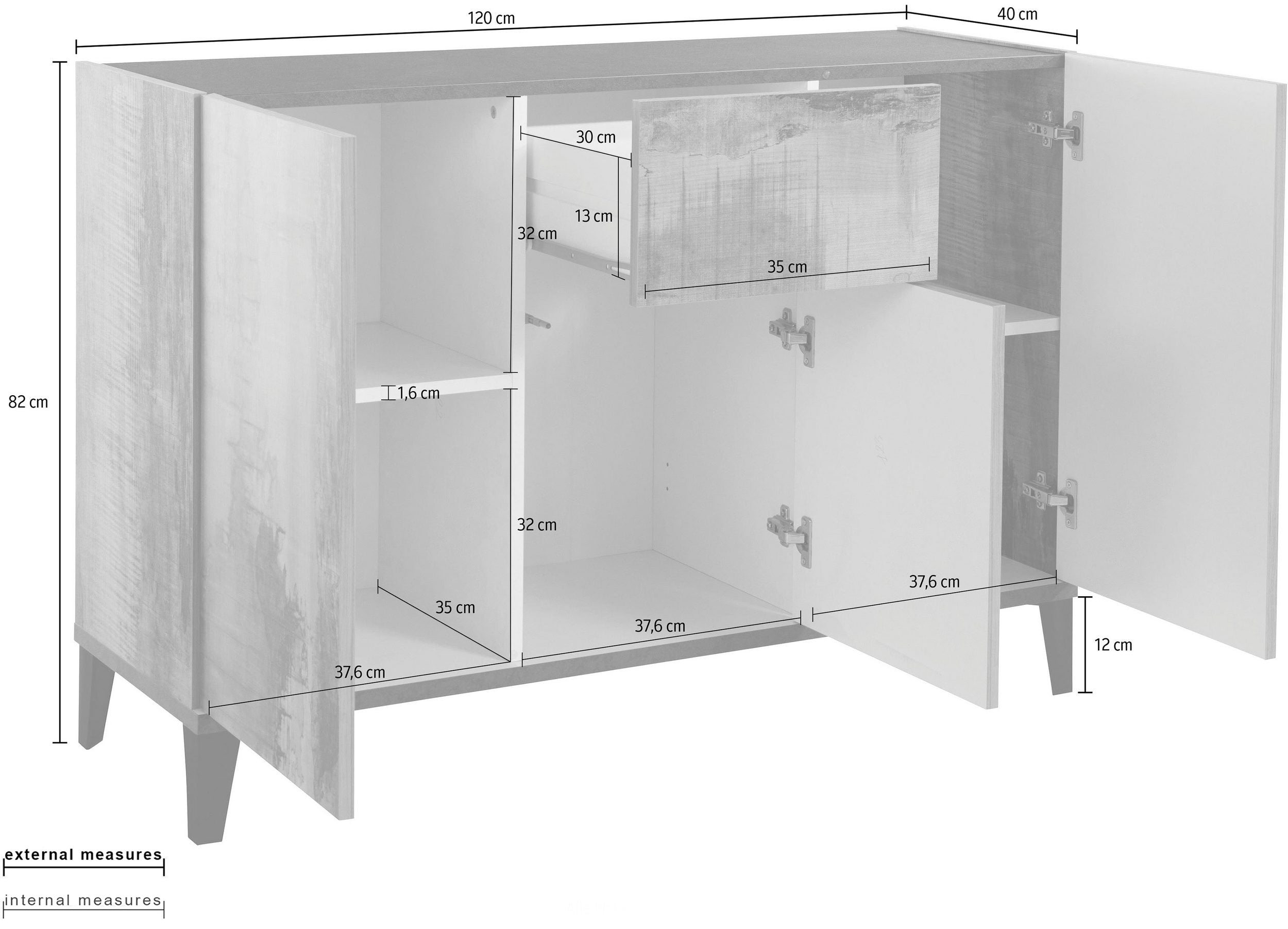 Credenza SUNRISE 3 ante + 1 cassetto da 120 cm - Milano 7 Arte e Design