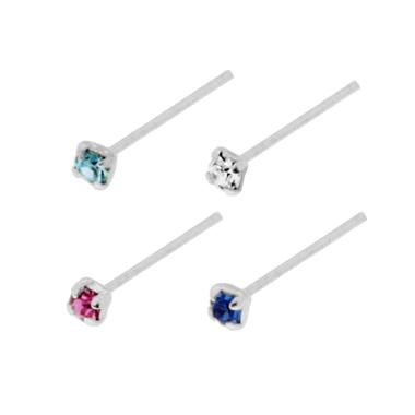 Piercing Naso Chiodino a Griffe con Cubic Zirconia Multicolor 1.6 mm in ARGENTO 925 - Milano 7 Arte e Design