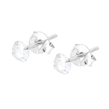Orecchini Punto Luce Tondo mm 4 a Griffe con Zircone Bianco in ARGENTO 925 - Milano 7 Arte e Design