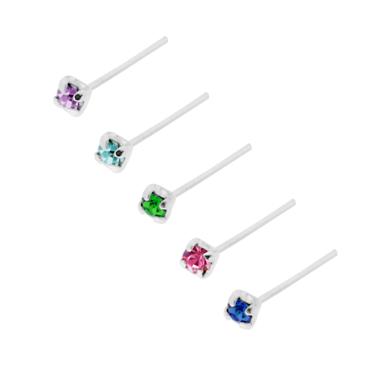 Piercing Naso Chiodino a Griffe con Cubic Zirconia Color in ARGENTO 925 - Milano 7 Arte e Design
