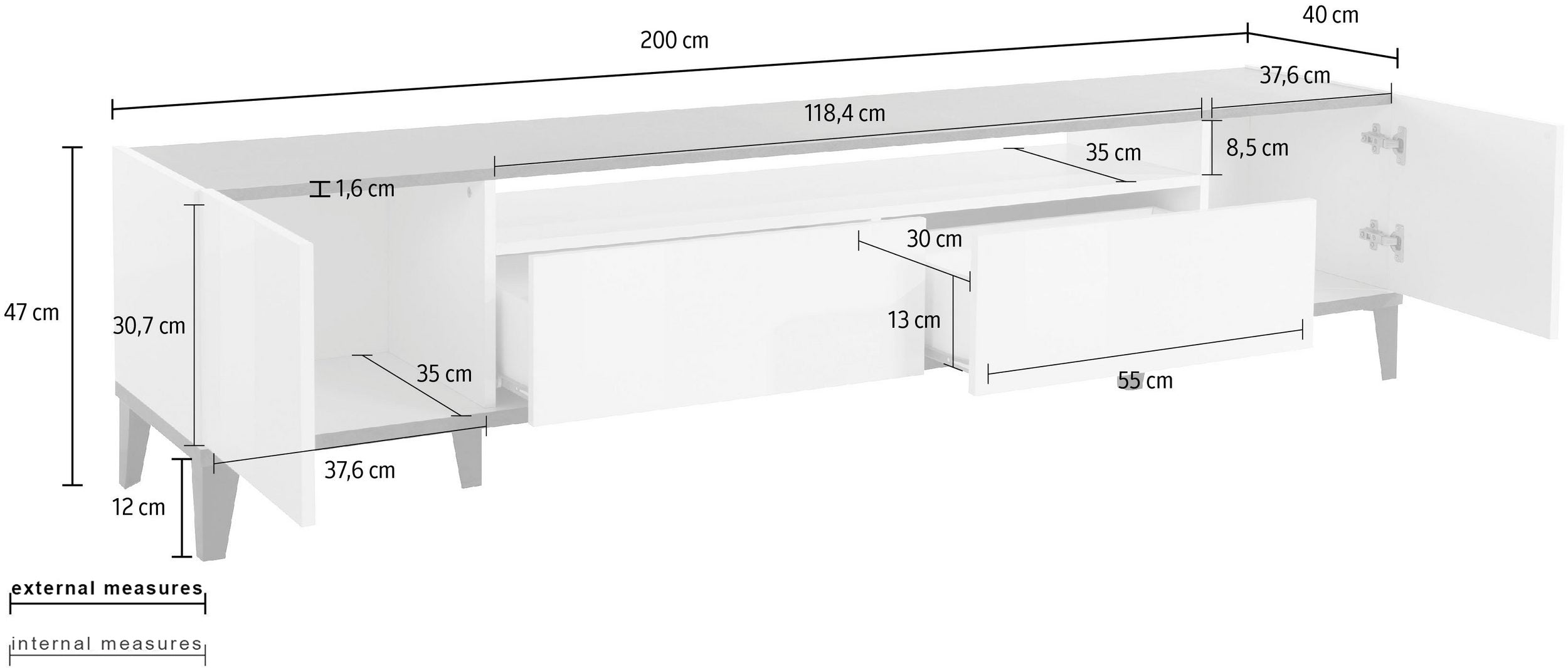 Porta tv SUNRISE 200 cm - Milano 7 Arte e Design
