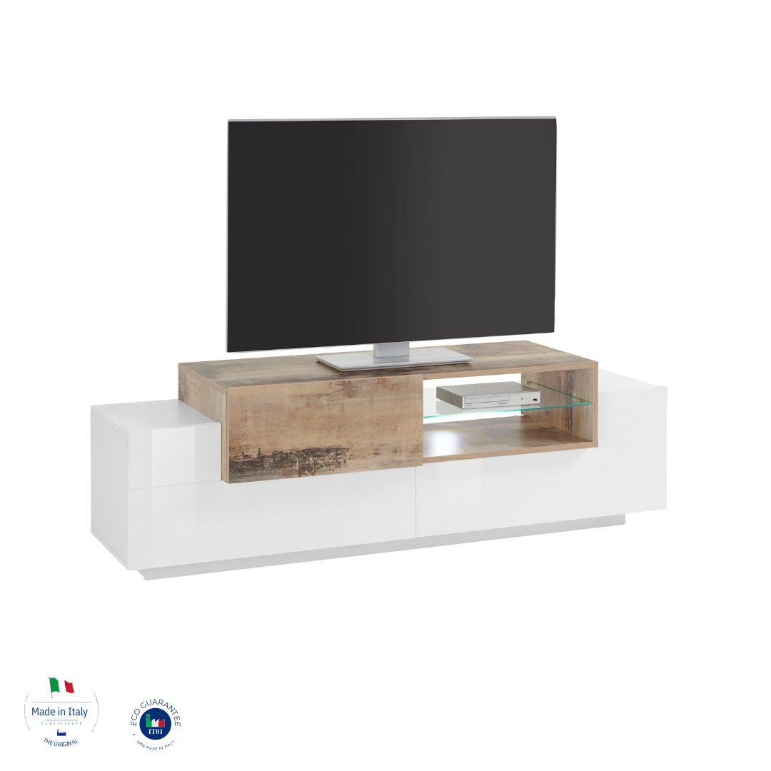 Porta tv NEW CORO 160 cm 1 anta battente + 2 ante a ribalta - Milano 7 Arte e Design