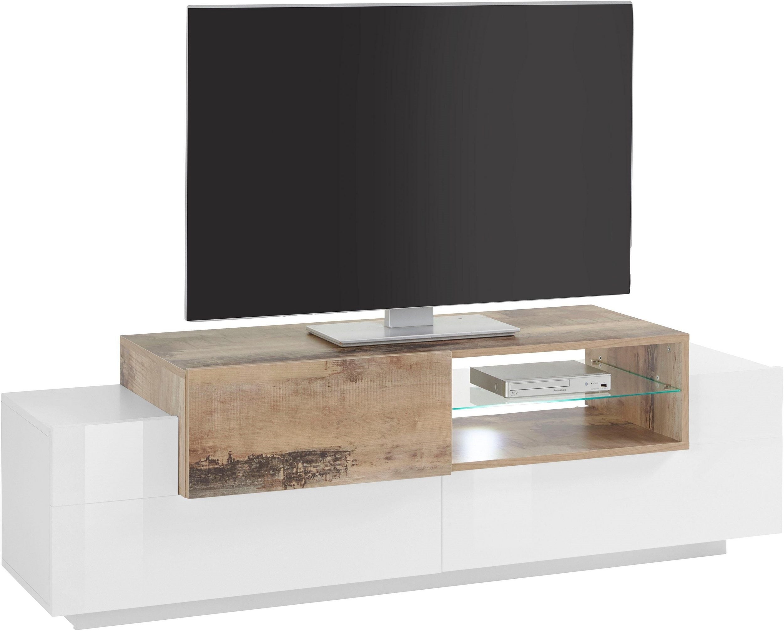 Porta tv NEW CORO 160 cm 1 anta battente + 2 ante a ribalta - Milano 7 Arte e Design