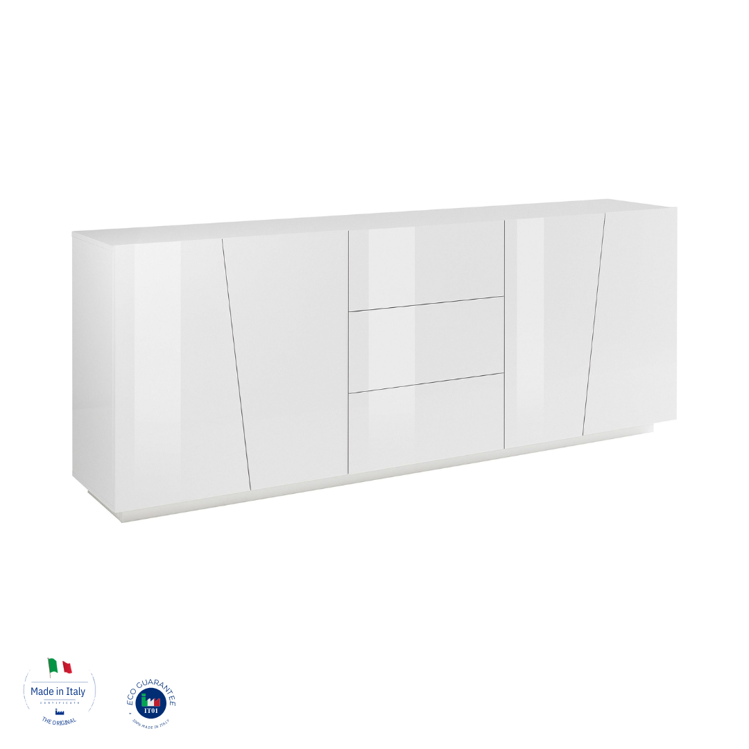 Credenza VEGA 220 cm 4 ante + 3 cassetti laccata bianca - Milano 7 Arte e Design