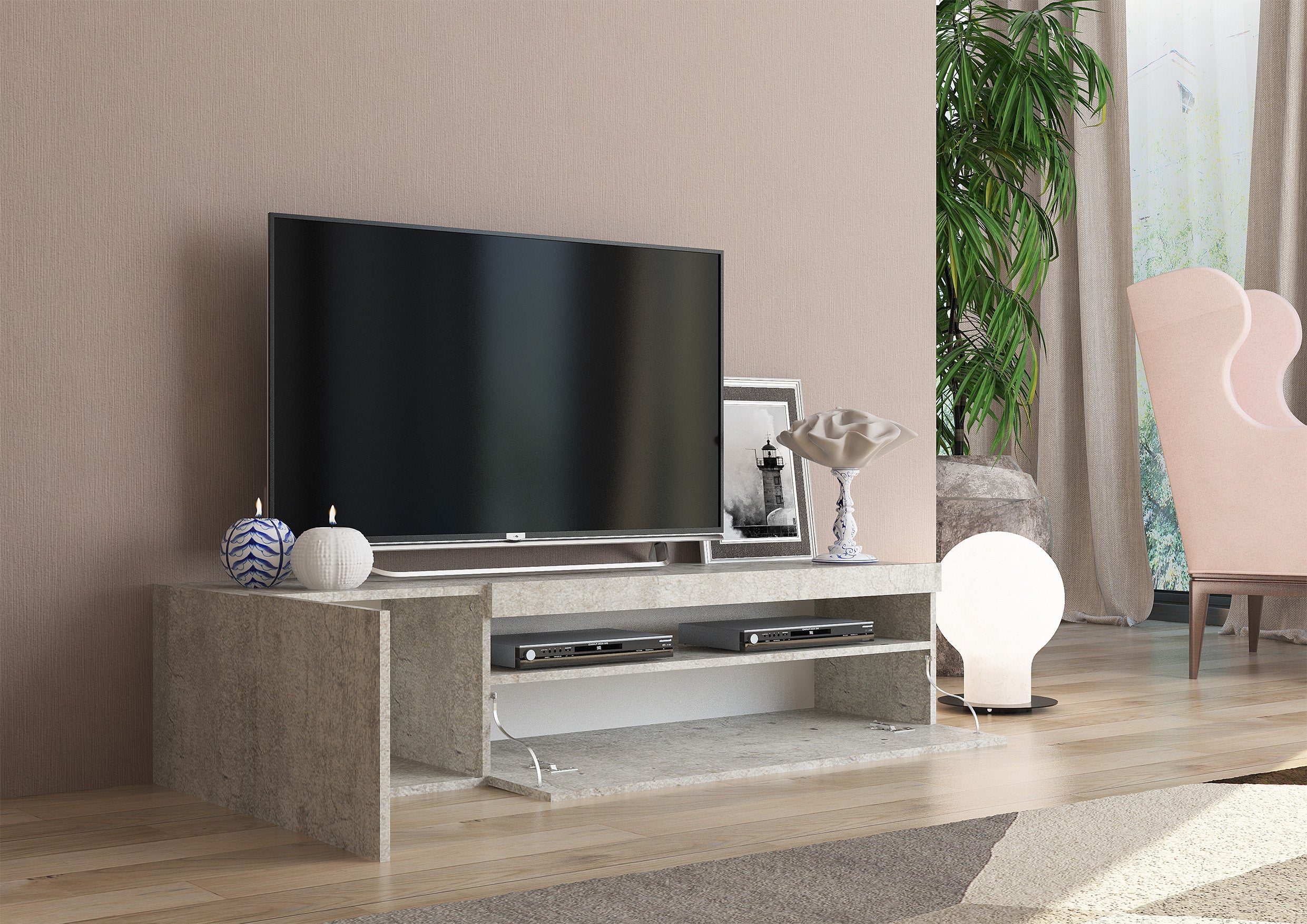 Porta tv DAIQUIRI 155 cm 1 anta battente + 1 anta a ribalta - Milano 7 Arte e Design
