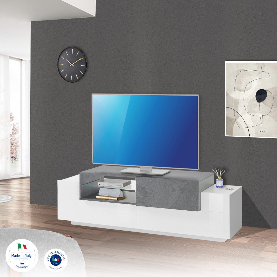 Porta tv NEW CORO 160 cm 1 anta battente + 2 ante a ribalta - Milano 7 Arte e Design