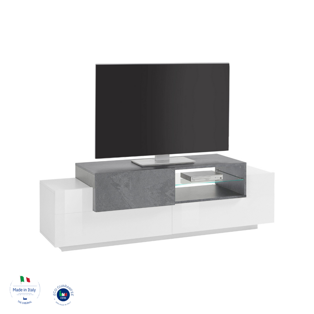 Porta tv NEW CORO 160 cm 1 anta battente + 2 ante a ribalta - Milano 7 Arte e Design