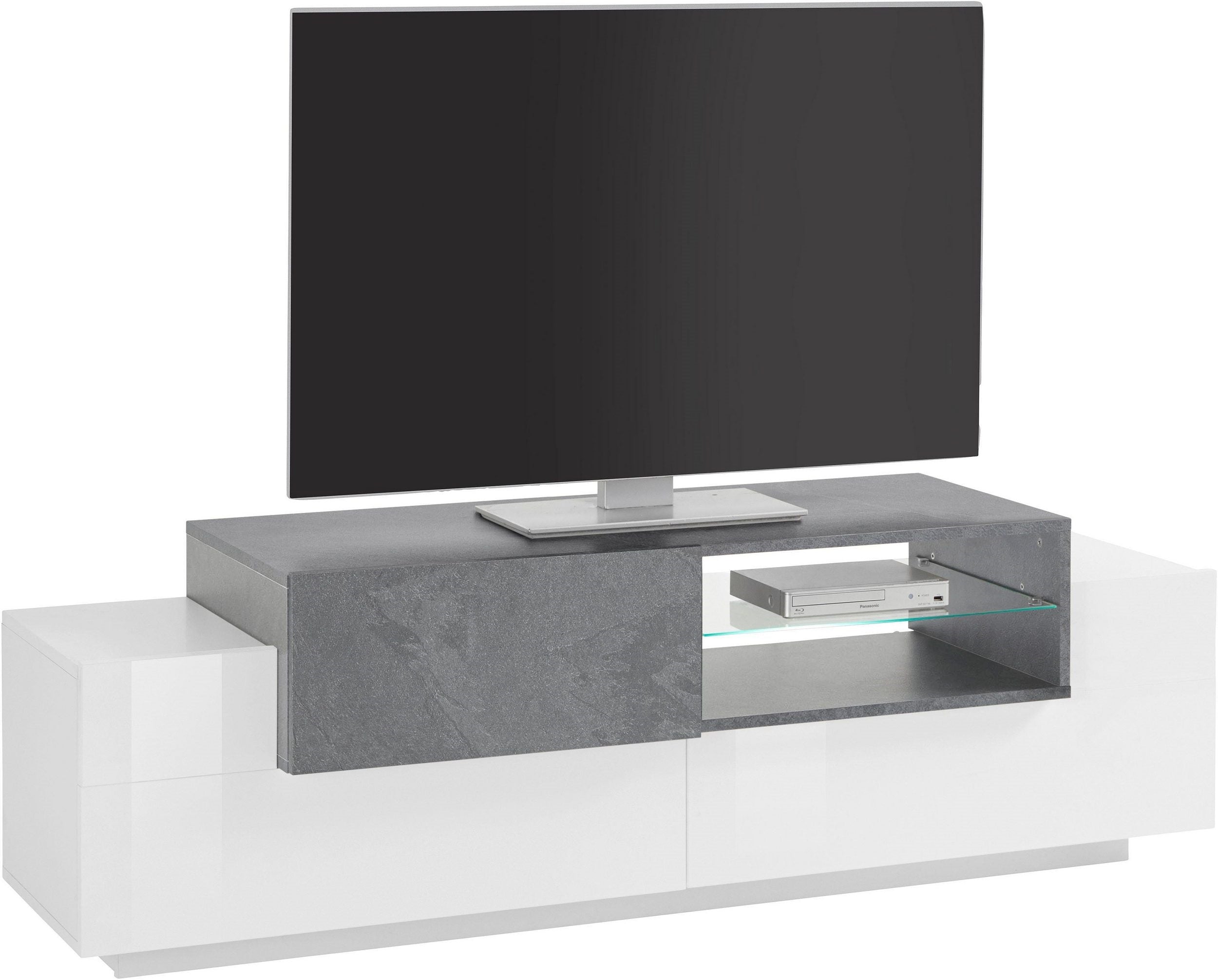 Porta tv NEW CORO 160 cm 1 anta battente + 2 ante a ribalta - Milano 7 Arte e Design