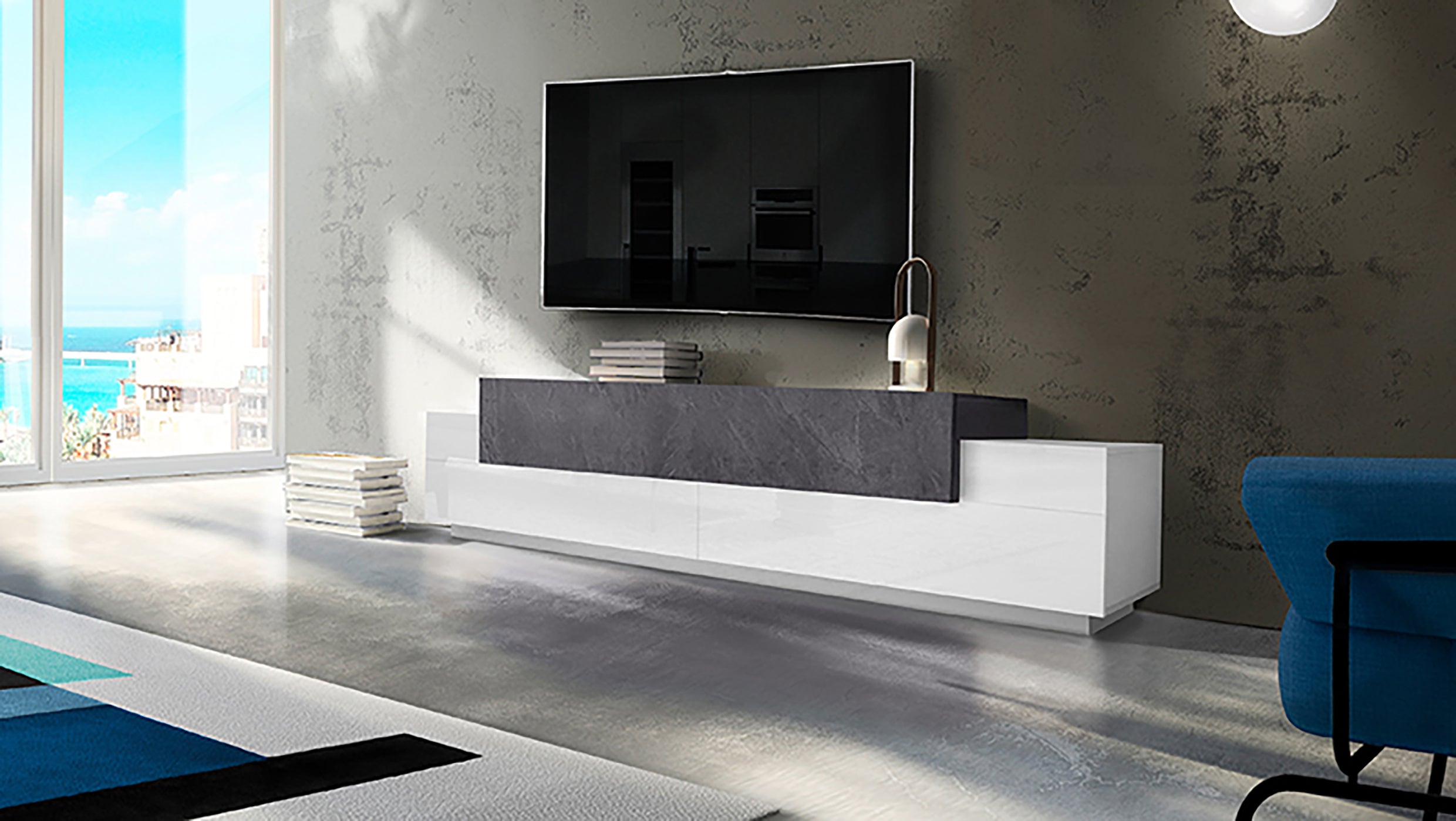Porta tv CORO 240 cm 3 ante a ribalta - Milano 7 Arte e Design
