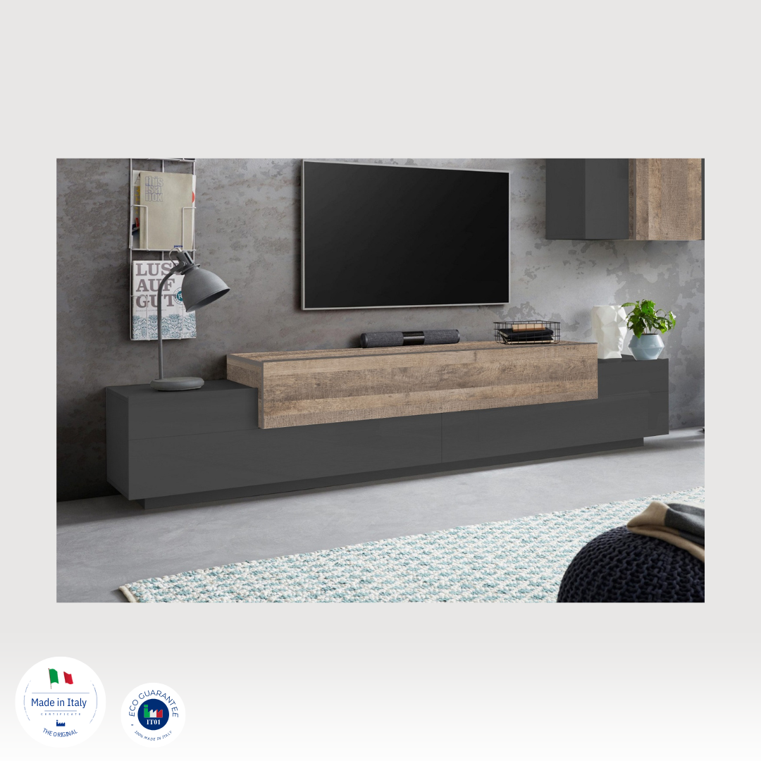 Porta tv CORO 240 cm 3 ante a ribalta - Milano 7 Arte e Design