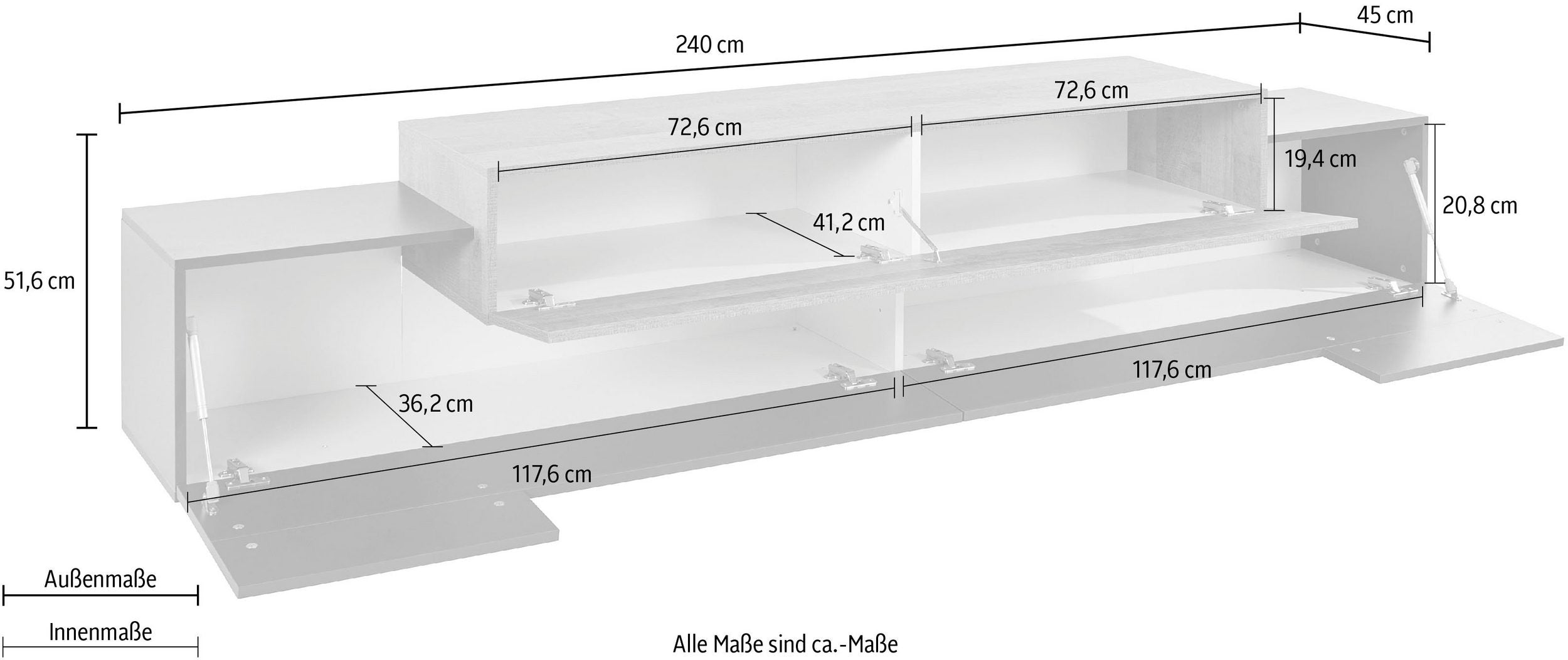 Porta tv CORO 240 cm 3 ante a ribalta - Milano 7 Arte e Design
