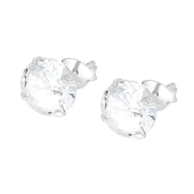 Orecchini Punto Luce Tondo mm 8 a Griffe con Zircone Bianco in ARGENTO 925 - Milano 7 Arte e Design