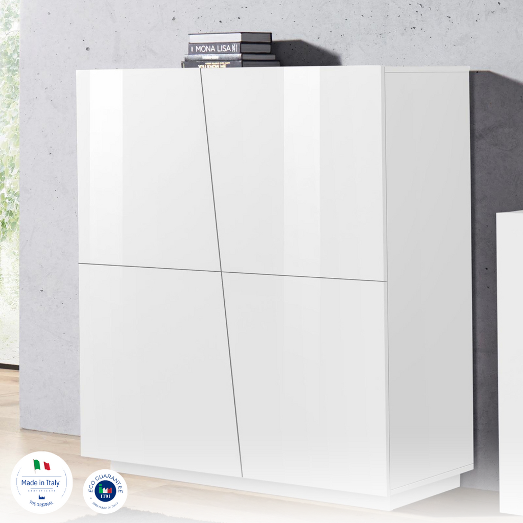 Credenza VEGA alta 120 cm 4 ante push-to-open - Milano 7 Arte e Design