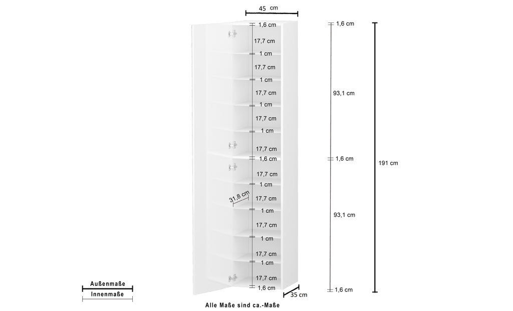 Armadio scarpiera KOMPACT a 1 anta battente