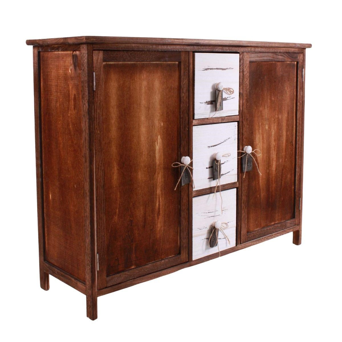 Credenza in legno marrone e bianco 90X30H70