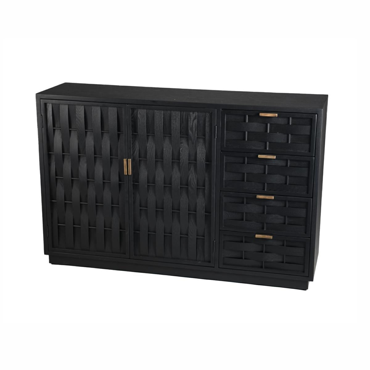 Credenza nera in legno intrecciato Macao 140X39H91