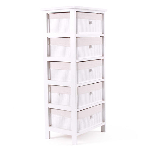 Cassettiera in abete e bambù bianca 40X29H90