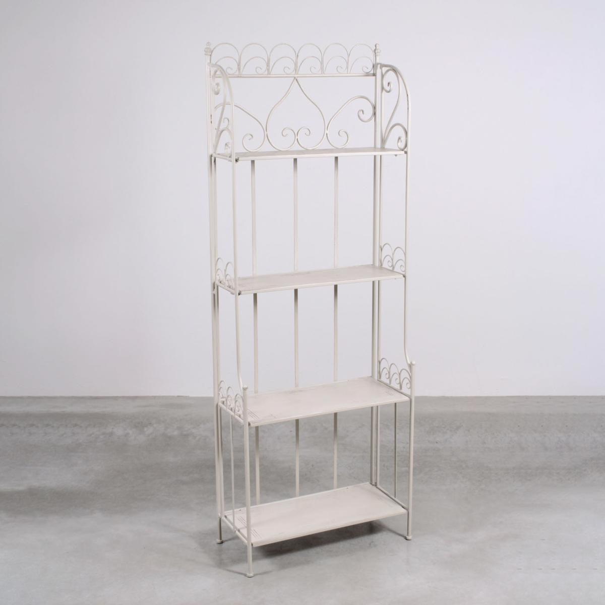 Etagere largo in metallo bianco anticato 60X27H165