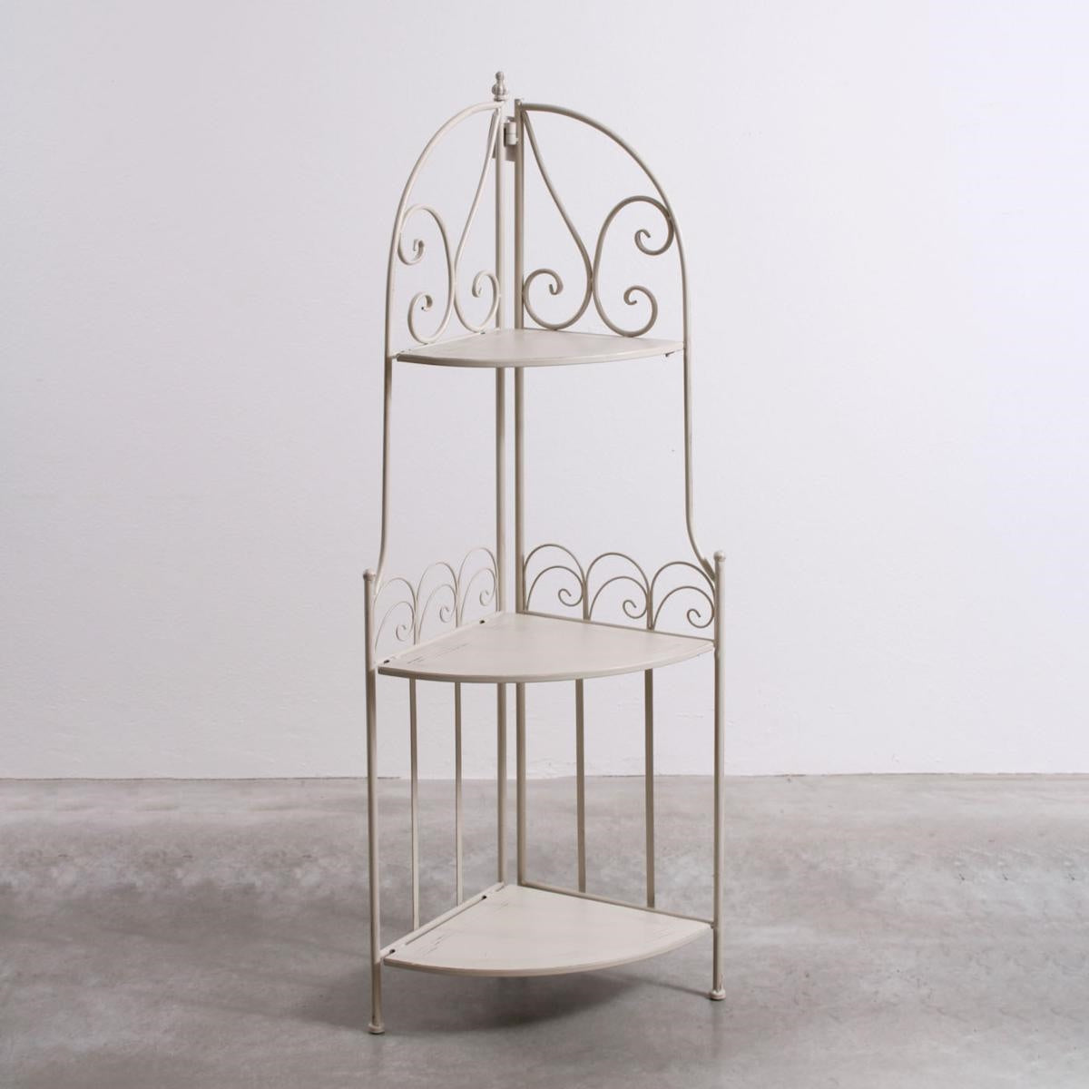 Angoliera in metallo bianco anticato 49X33H125