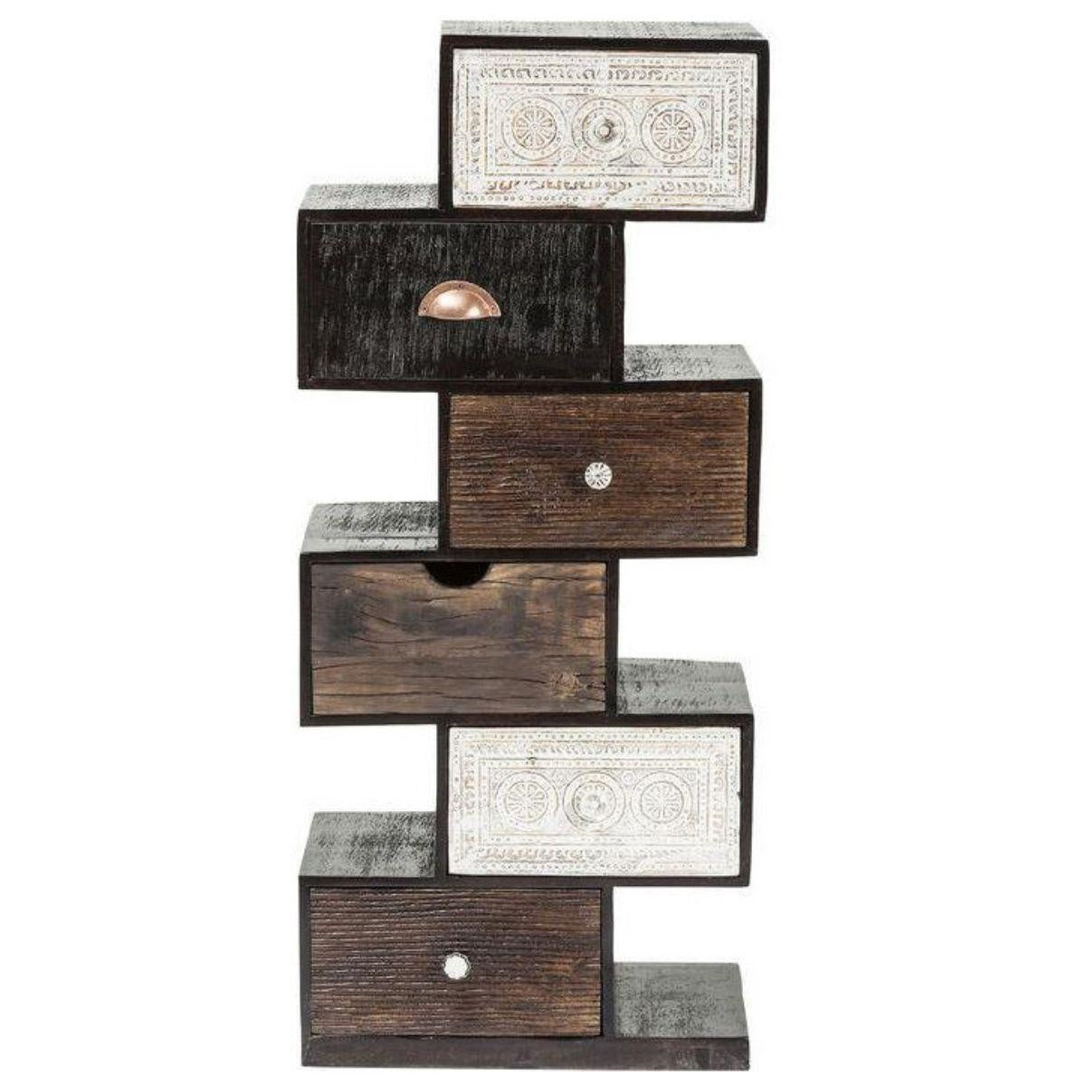 Cassettiera sfalsata in mango scuro 50X33H115