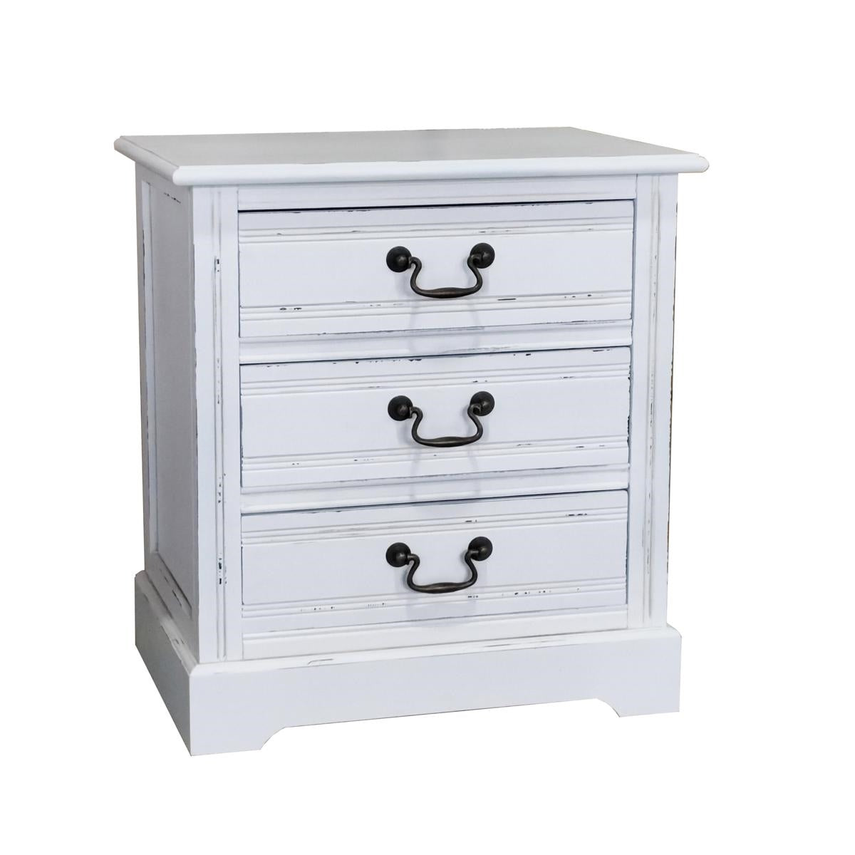 Comodino bianco in legno di pino ed mdf Alice 55X40H60