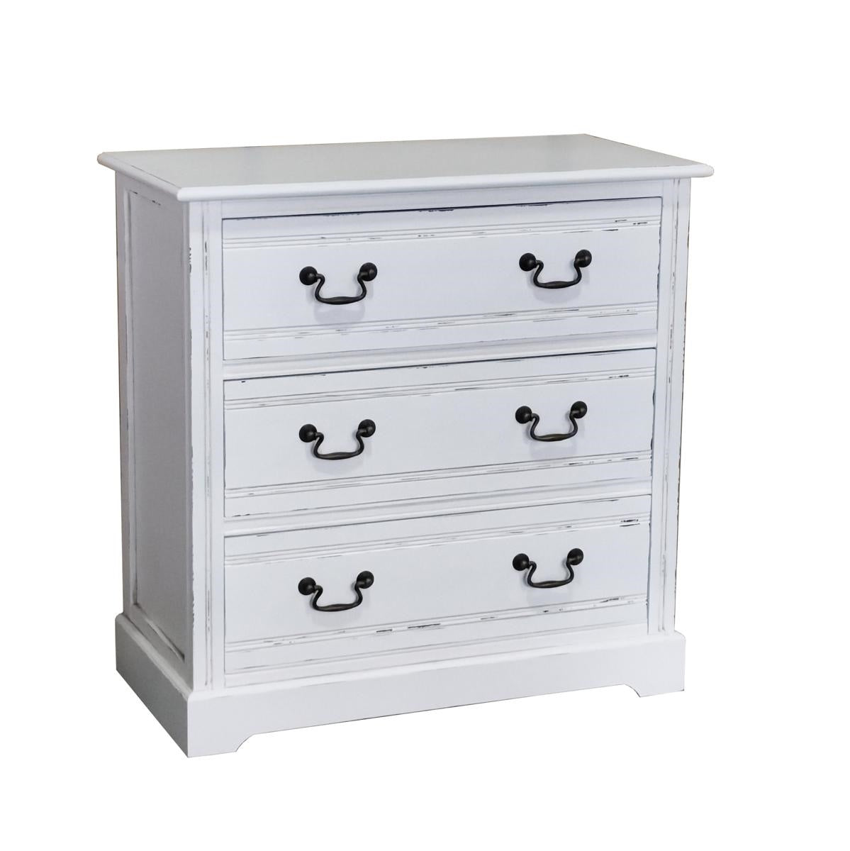 Comò bianco in legno di pino ed mdf Alice 80X40H80
