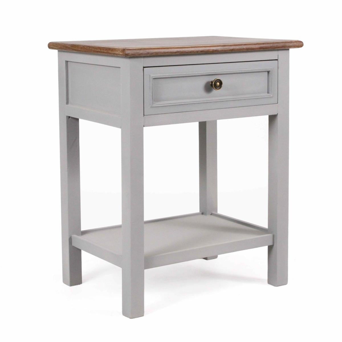 Comodino grigio in legno di pino ed mdf "Vicenzo" 50X35H60