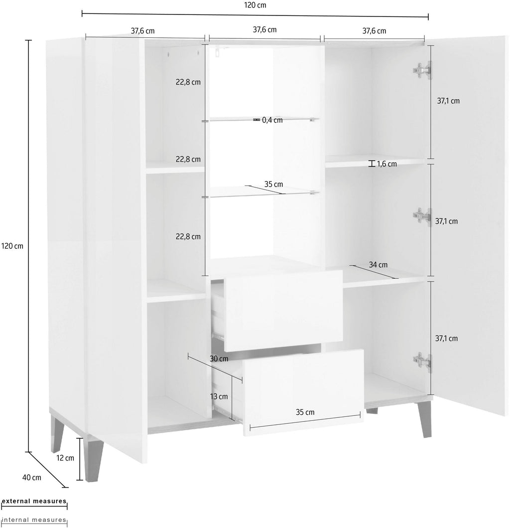 Credenza SUNRISE alta 120 cm - Milano 7 Arte e Design