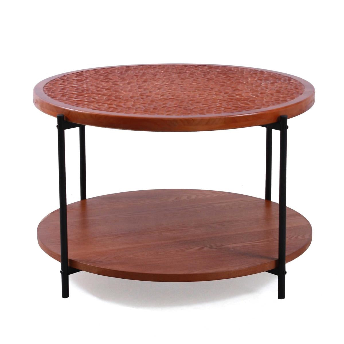 Tavolino da caffè rotondo in legno e metallo "Hanoi" Ø80H52