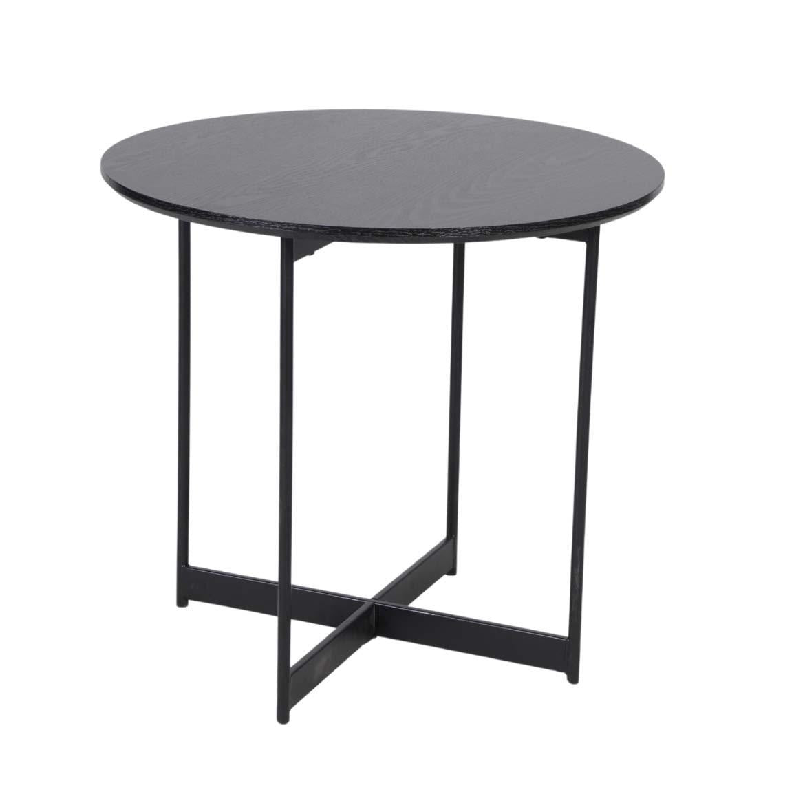 Tavolino alto in legno nero e metallo Ø60H50