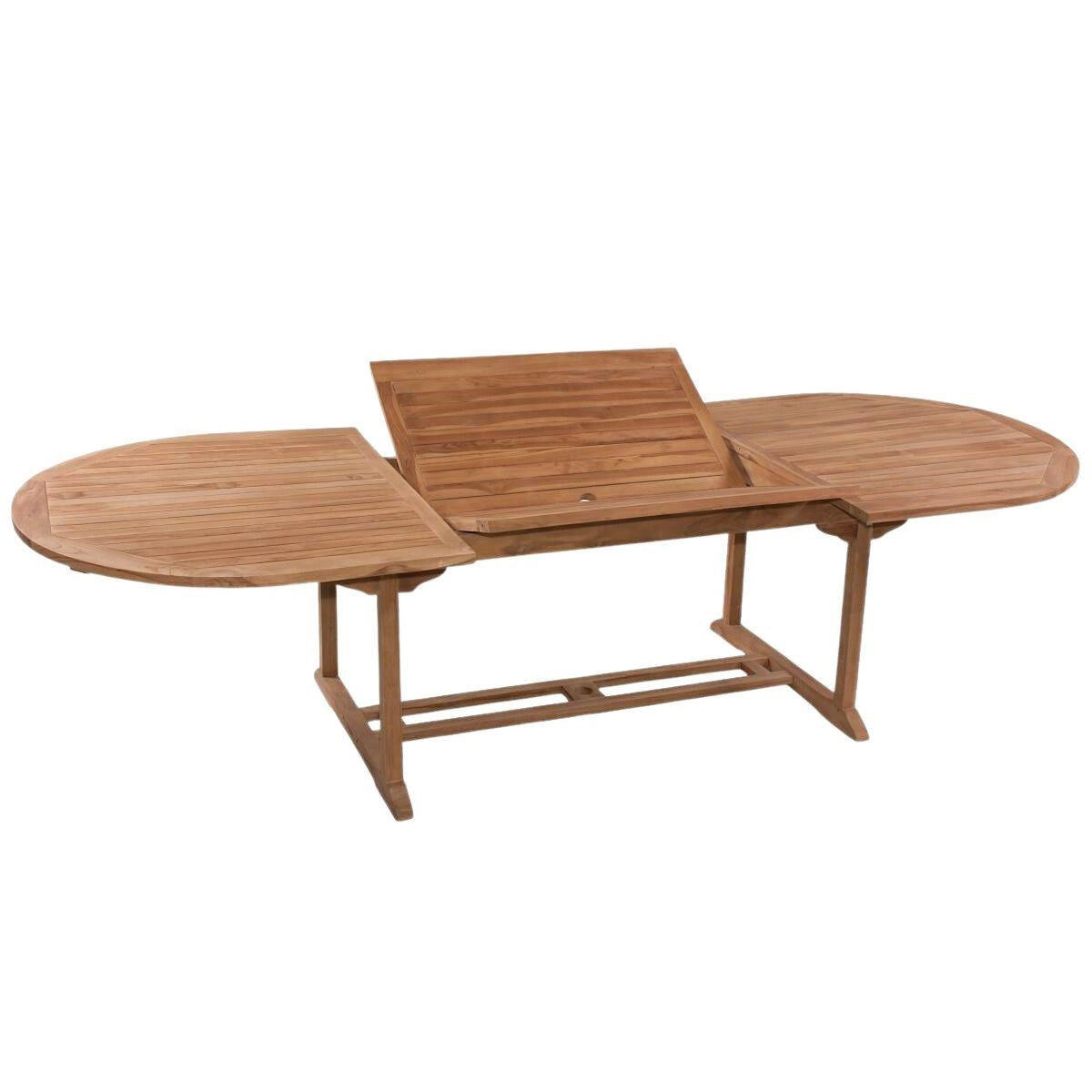 Tavolo ovale allungabile in teak 120X200/300H75