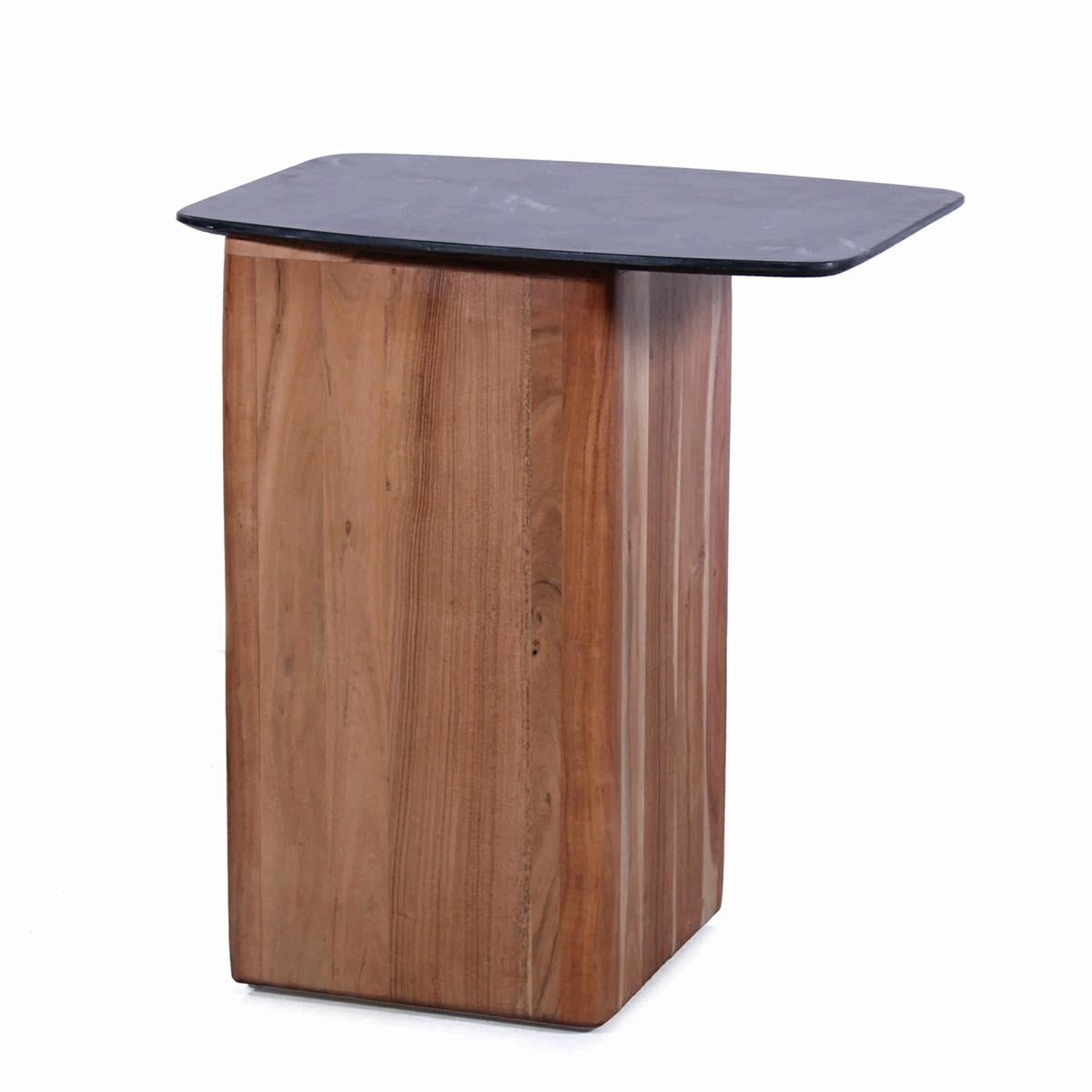 Tavolino da caffè in legno di acacia e marmo "Luisa" 40X65H68