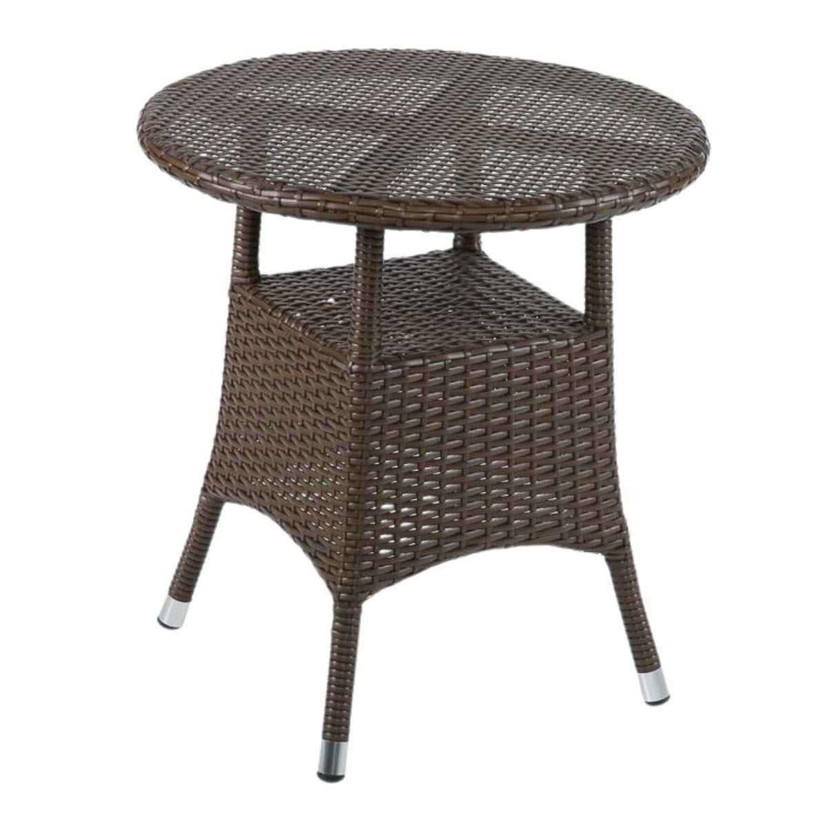 Tavolino in polyrattan marrone Santiago Ø55H60