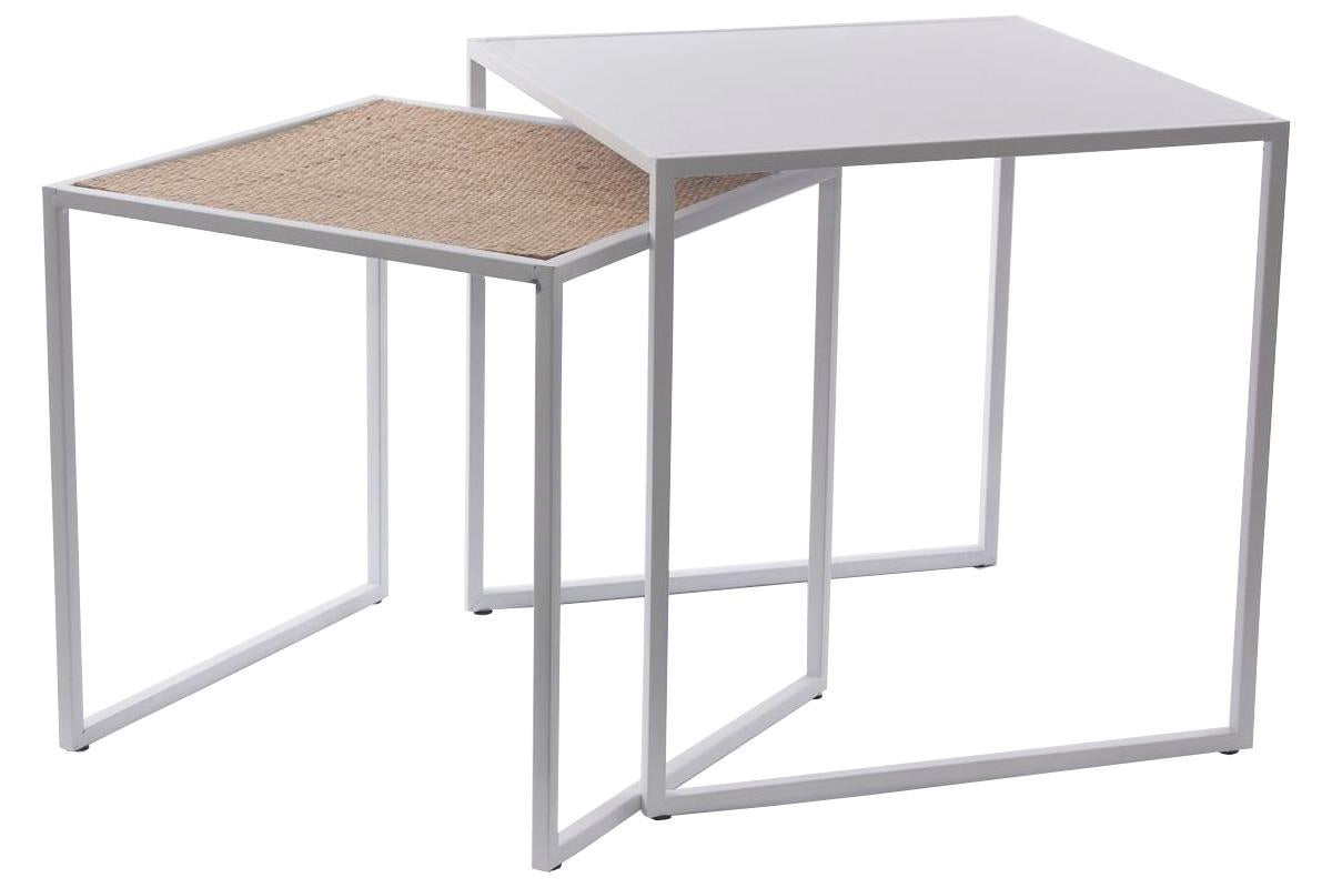 Tavolo da caffè in metallo e rattan 45X45H45 in set di 2 - Milano 7 Arte e Design