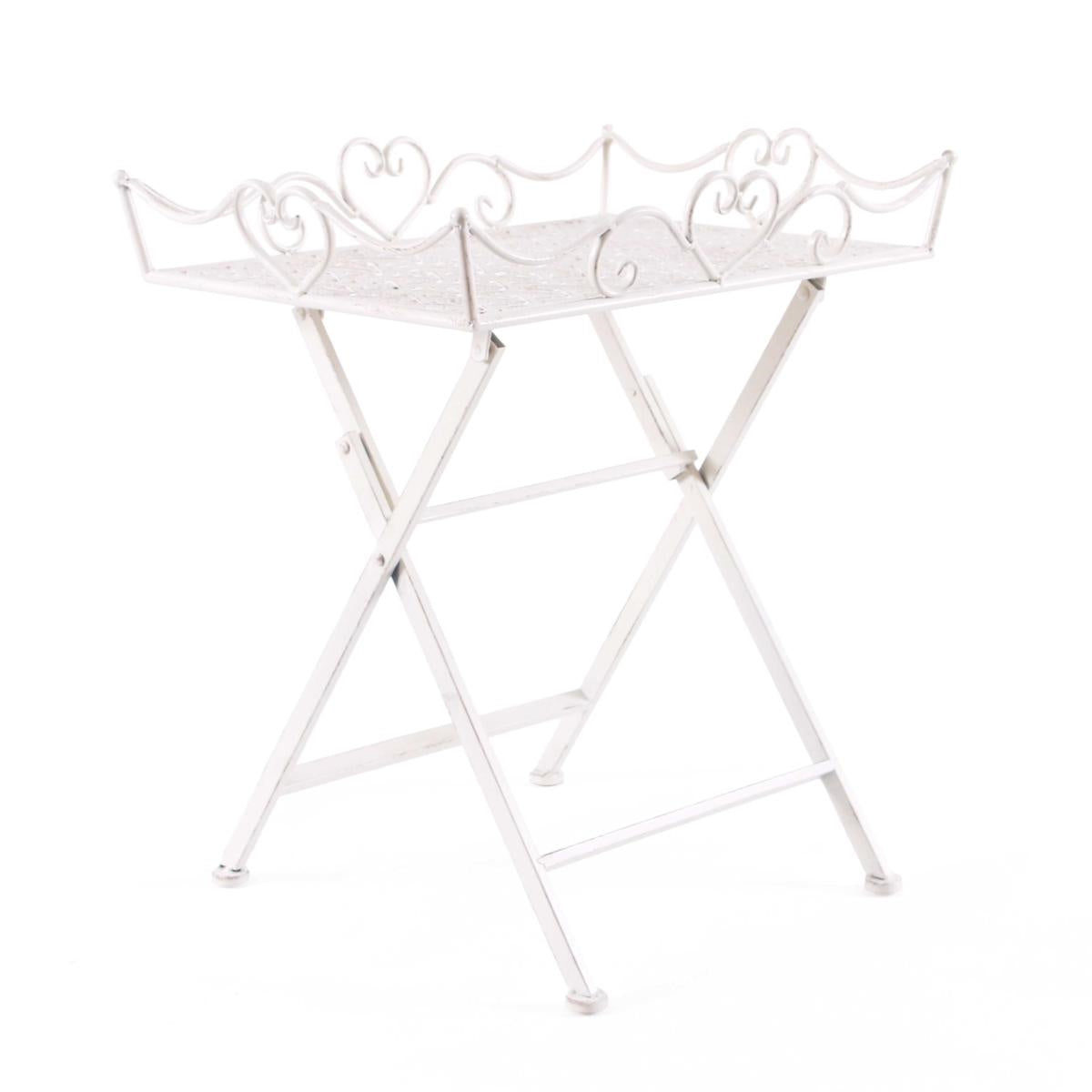 Tavolino pieghevole rettangolare in ferro bianco 57X41H60