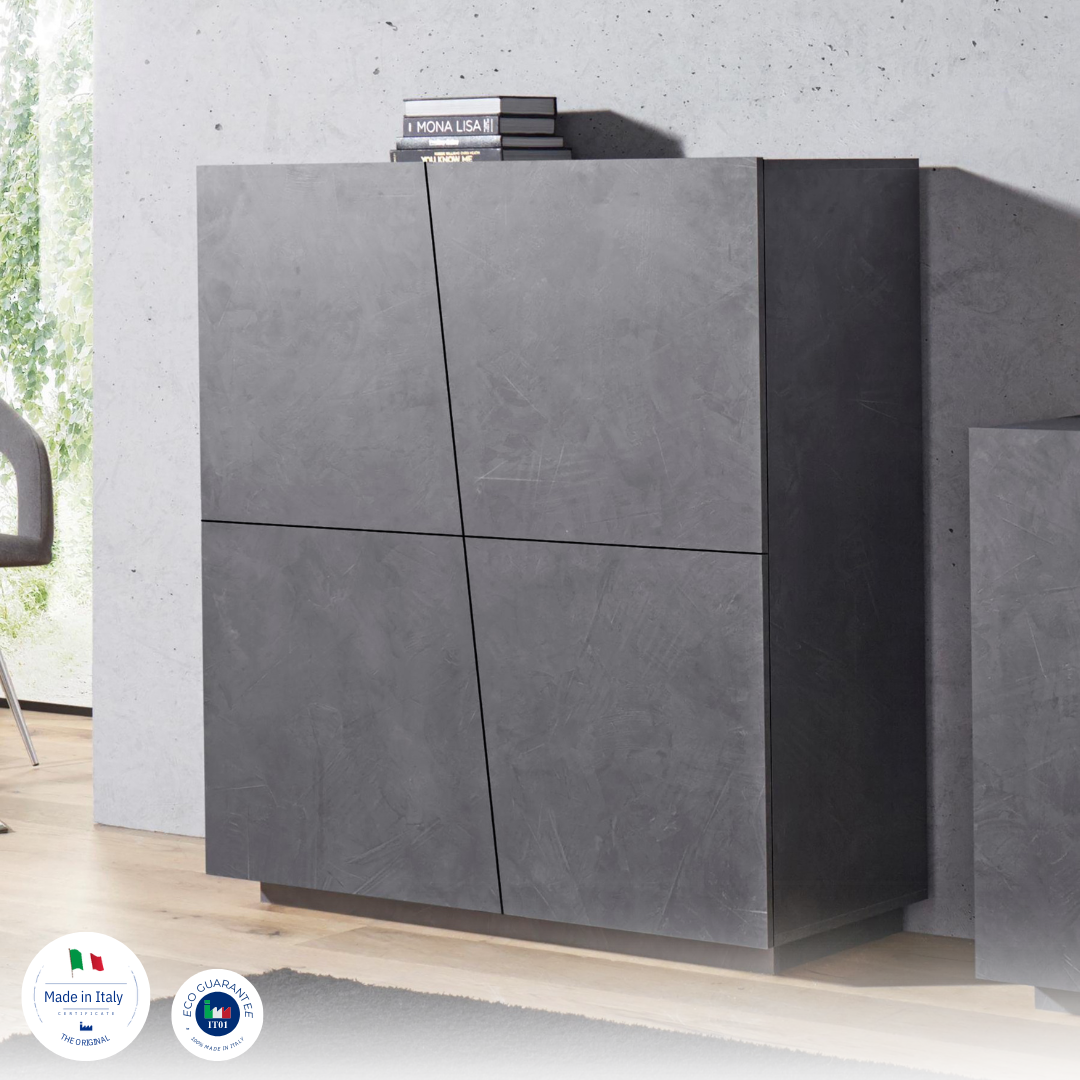 Credenza VEGA alta 120 cm 4 ante push-to-open