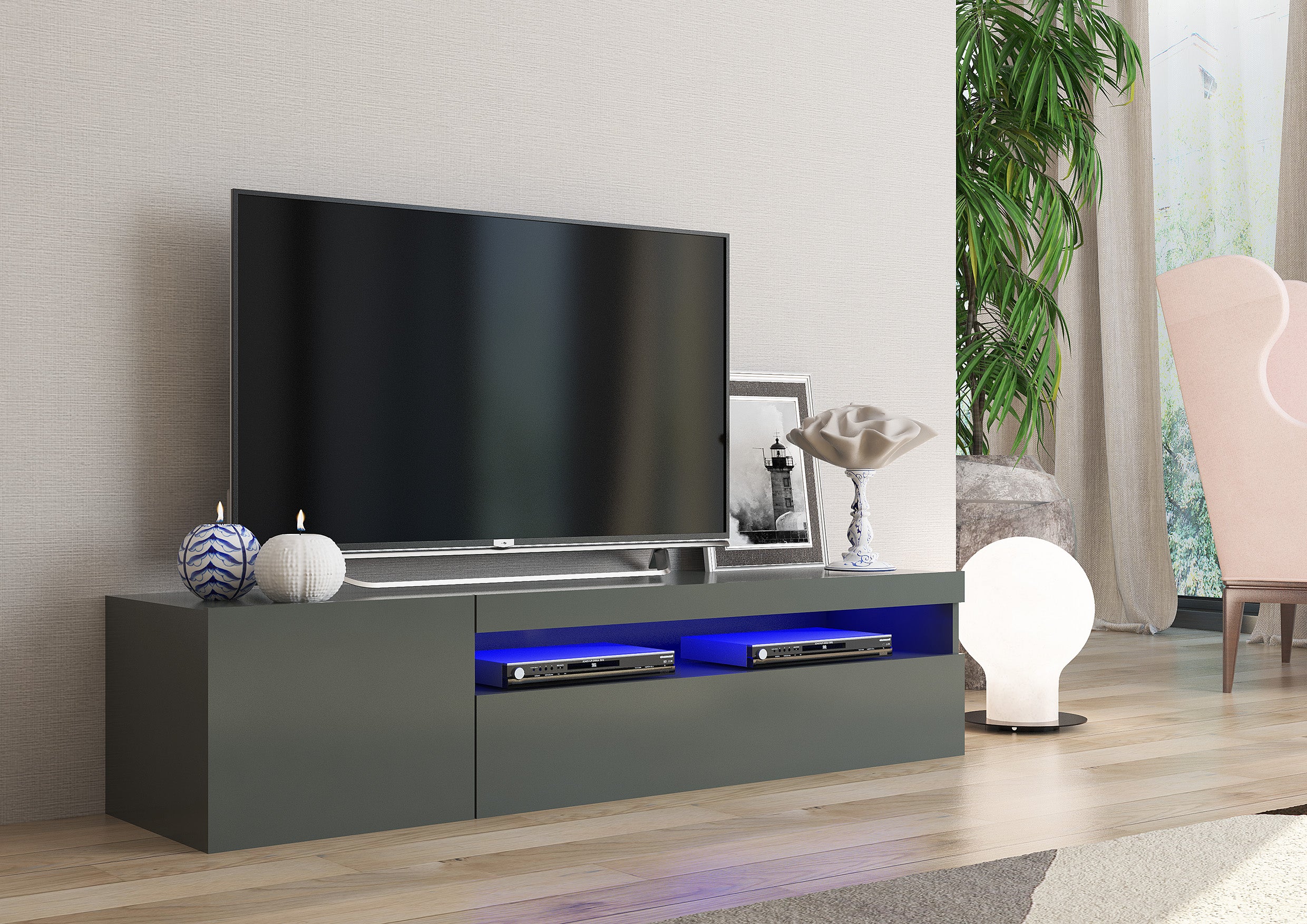 Porta tv DAIQUIRI 155 cm 1 anta battente + 1 anta a ribalta - Milano 7 Arte e Design