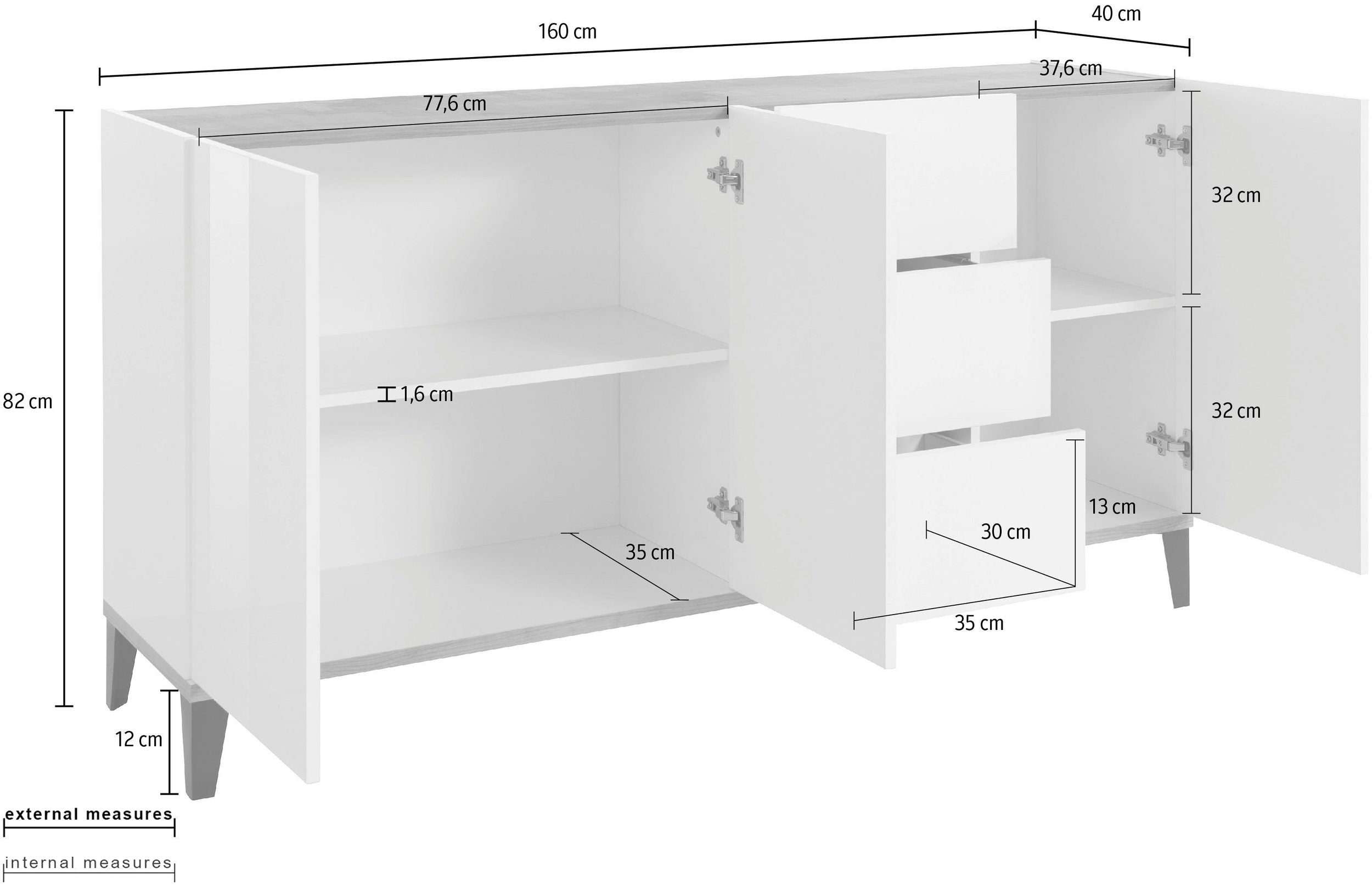 Credenza SUNRISE 3 ante + 3 cassetti da 160 cm - Milano 7 Arte e Design