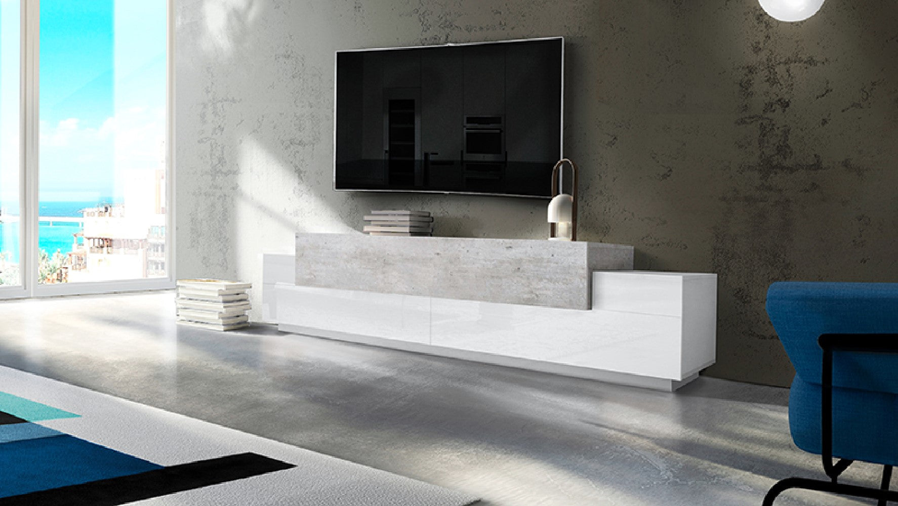 Porta tv CORO 240 cm 3 ante a ribalta - Milano 7 Arte e Design