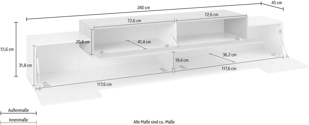 Porta tv CORO 240 cm 3 ante a ribalta - Milano 7 Arte e Design