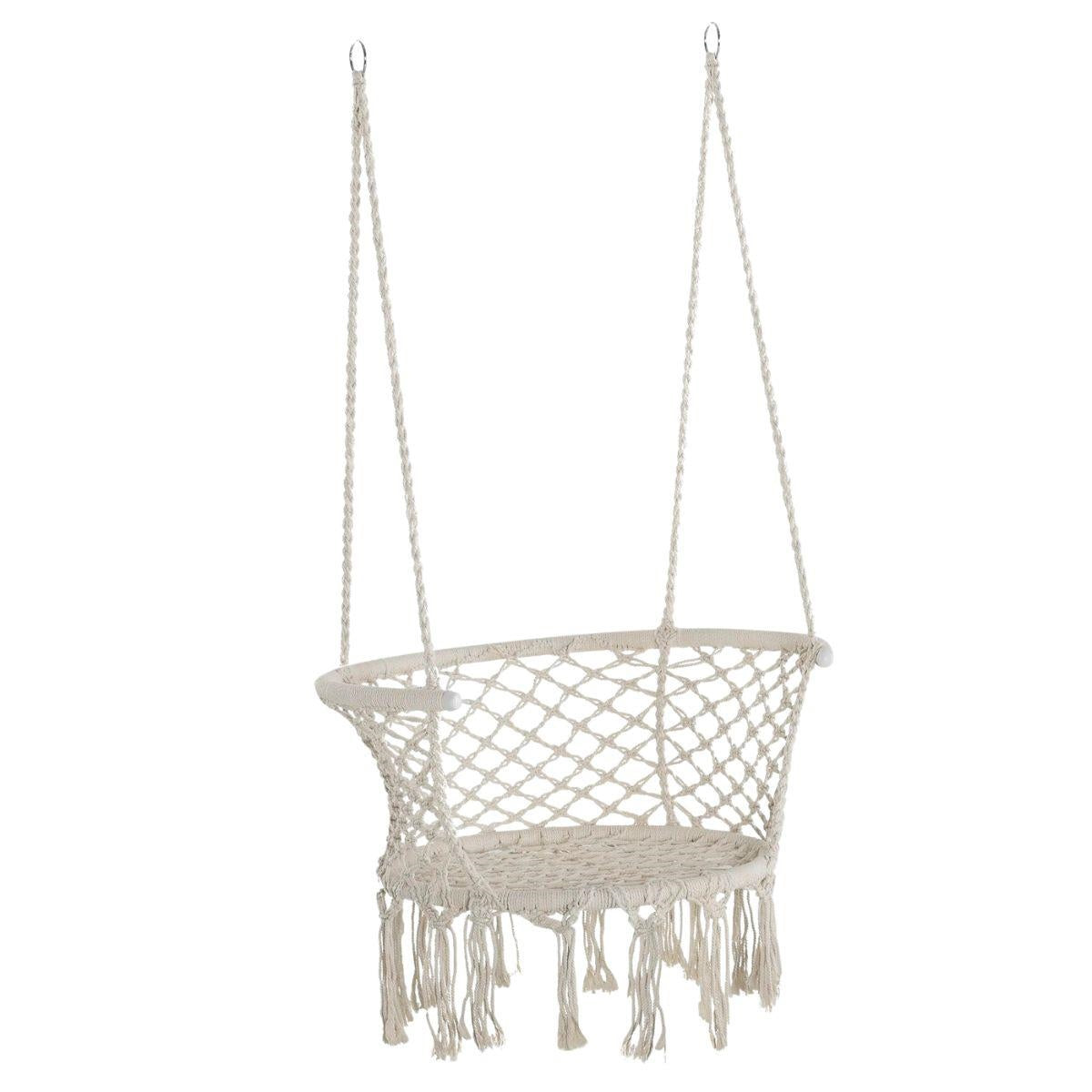 Poltrona amaca pensile in cotone beige 80x60H130