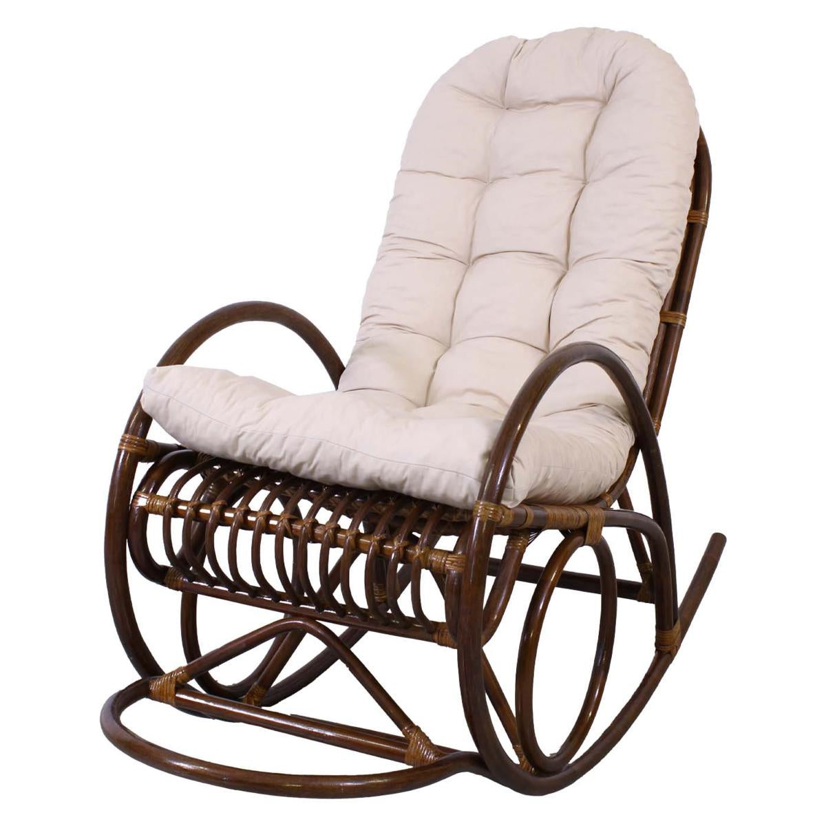 Dondolo in rattan noce con cuscino "Manao" 60X117H109