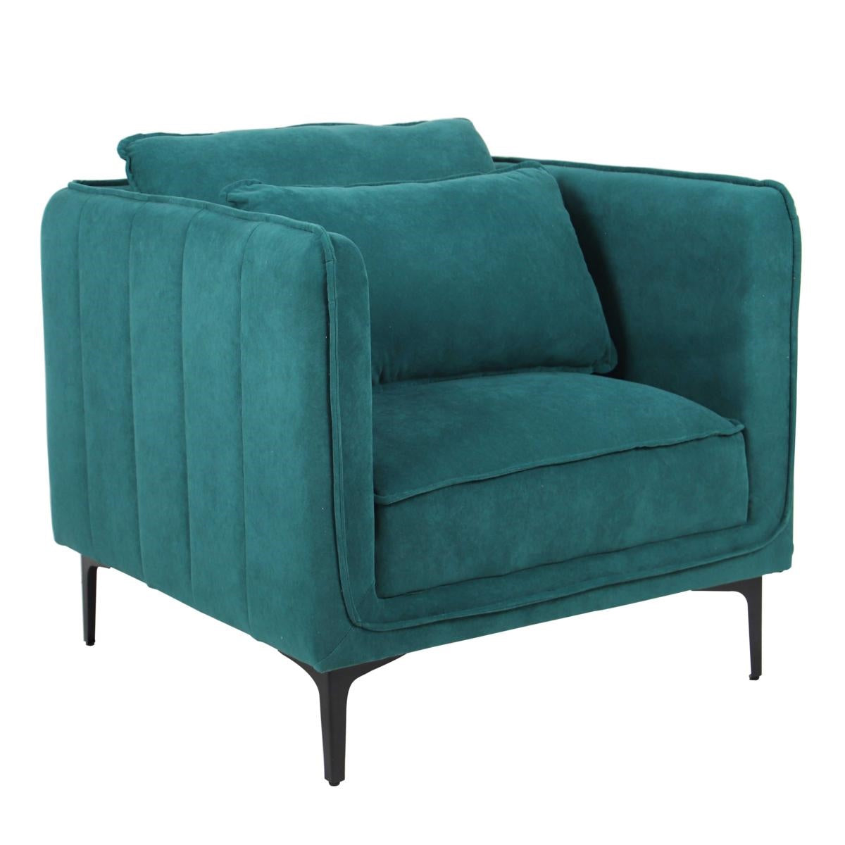 Poltrona in tessuto verde effetto velluto "Gina"  82X84H85
