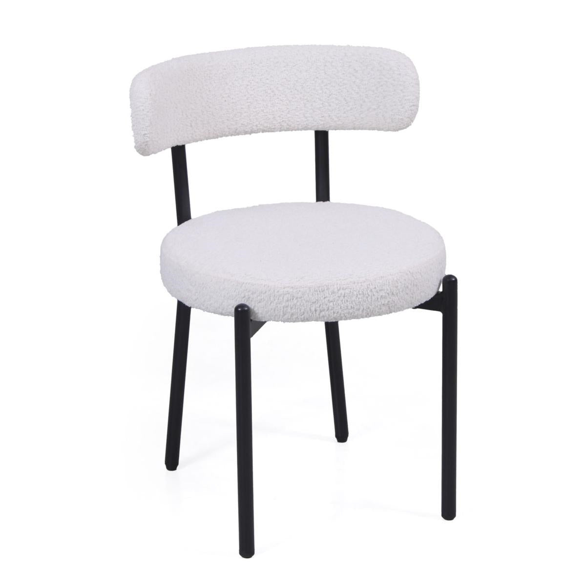 Sedia effetto bouclé bianco "Gaia" 54X53H47/73